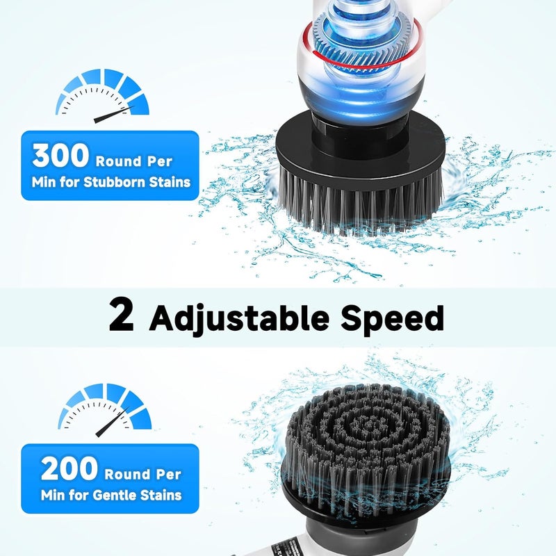 AQQA 8-in-1 Electric Aquarium Cleaning Kit IPX9 Waterproof Cordless Rechargeable Glass Scrubber Handheld Fish Tank Cleaner Powerful Algae Scraper & Cleaning Brush Set (Grey) - Image 3
